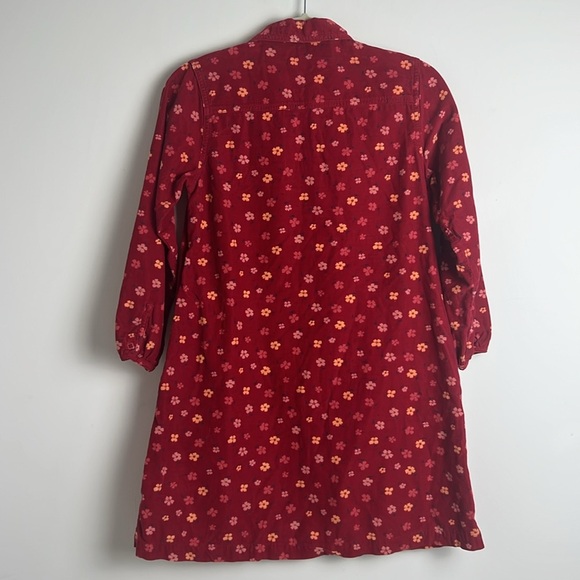 L.L. Bean Girl's Medium Red Ditsy Floral Corduroy A-Line Dress 100% Cotton - Picture 3 of 13